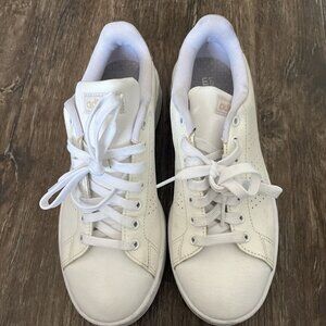 Adidas Advantage Womens Size 8 M White Gold Sneakers Casual Shoes F36223